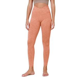 imageODODOS Womens Cross Waist Yoga Leggings with Inner Pocket 23quot25quot28quot Gathered Crossover Workout Yoga PantsSpacedye Orange