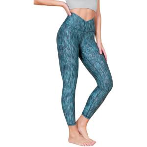 imageODODOS Womens Cross Waist Yoga Leggings with Inner Pocket 23quot25quot28quot Gathered Crossover Workout Yoga PantsWave Blue