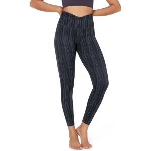 imageODODOS Womens Cross Waist Yoga Leggings with Inner Pocket 23quot25quot28quot Gathered Crossover Workout Yoga PantsWave Line Charcoal