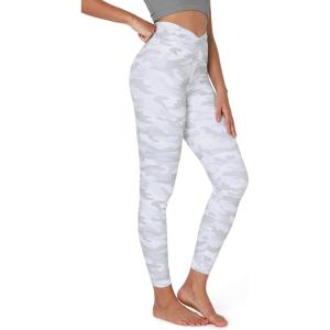 imageODODOS Womens Cross Waist Yoga Leggings with Inner Pocket 23quot25quot28quot Gathered Crossover Workout Yoga PantsWhite Camo