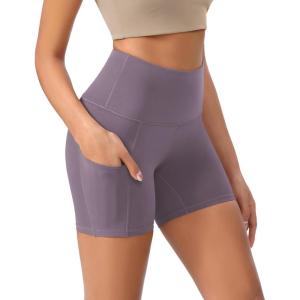 imageODODOS Womens Tummy Control Yoga Shorts 20 with Pockets High Waist Athletic Workout Shorts5quot  8quot  10quot InseamAsh Violet