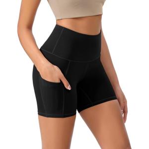 imageODODOS Womens Tummy Control Yoga Shorts 20 with Pockets High Waist Athletic Workout Shorts5quot  8quot  10quot InseamBlack