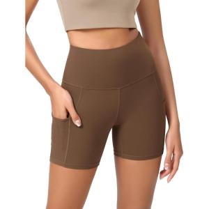 imageODODOS Womens Tummy Control Yoga Shorts 20 with Pockets High Waist Athletic Workout Shorts5quot  8quot  10quot InseamBrunette