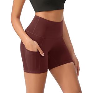 imageODODOS Womens Tummy Control Yoga Shorts 20 with Pockets High Waist Athletic Workout Shorts5quot  8quot  10quot InseamBurgundy