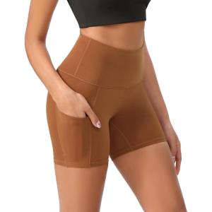 imageODODOS Womens Tummy Control Yoga Shorts 20 with Pockets High Waist Athletic Workout Shorts5quot  8quot  10quot InseamCaramel