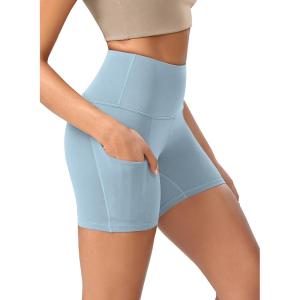 imageODODOS Womens Tummy Control Yoga Shorts 20 with Pockets High Waist Athletic Workout Shorts5quot  8quot  10quot InseamChambray