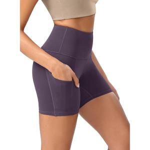 imageODODOS Womens Tummy Control Yoga Shorts 20 with Pockets High Waist Athletic Workout Shorts5quot  8quot  10quot InseamDark Purple