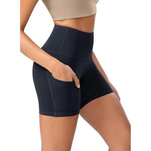 imageODODOS Womens Tummy Control Yoga Shorts 20 with Pockets High Waist Athletic Workout Shorts5quot  8quot  10quot InseamDeep Navy