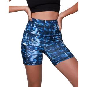 imageODODOS Womens Tummy Control Yoga Shorts 20 with Pockets High Waist Athletic Workout Shorts5quot  8quot  10quot InseamIndigo