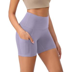 imageODODOS Womens Tummy Control Yoga Shorts 20 with Pockets High Waist Athletic Workout Shorts5quot  8quot  10quot InseamLilac Smoke