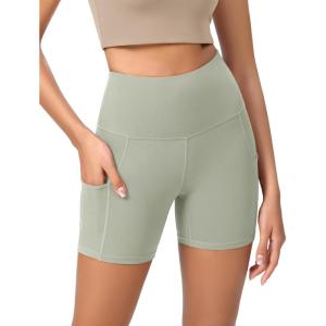 imageODODOS Womens Tummy Control Yoga Shorts 20 with Pockets High Waist Athletic Workout Shorts5quot  8quot  10quot InseamLime Stone