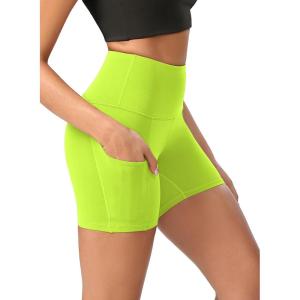 imageODODOS Womens Tummy Control Yoga Shorts 20 with Pockets High Waist Athletic Workout Shorts5quot  8quot  10quot InseamNeon Green