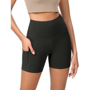 imageODODOS Womens Tummy Control Yoga Shorts 20 with Pockets High Waist Athletic Workout Shorts5quot  8quot  10quot InseamOnyx Black Grey