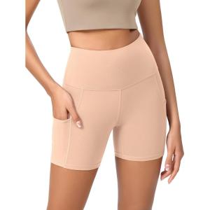 imageODODOS Womens Tummy Control Yoga Shorts 20 with Pockets High Waist Athletic Workout Shorts5quot  8quot  10quot InseamPeach