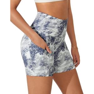 imageODODOS Womens Tummy Control Yoga Shorts 20 with Pockets High Waist Athletic Workout Shorts5quot  8quot  10quot InseamPurple Gray Line