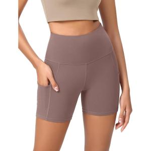 imageODODOS Womens Tummy Control Yoga Shorts 20 with Pockets High Waist Athletic Workout Shorts5quot  8quot  10quot InseamPurple Taupe