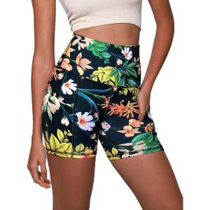 imageODODOS Womens Tummy Control Yoga Shorts 20 with Pockets High Waist Athletic Workout Shorts5quot  8quot  10quot InseamTropical Flower