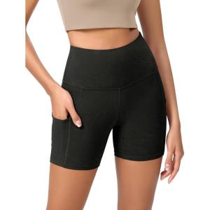 imageODODOS Womens Tummy Control Yoga Shorts 20 with Pockets High Waist Athletic Workout Shorts5quot  8quot  10quot InseamWave Black
