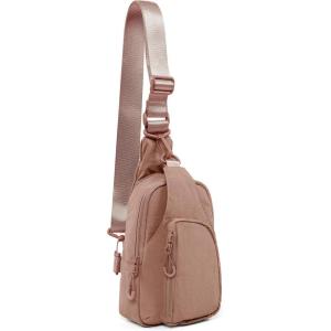 imageODODOS Daily Sling Bag with Adjustable Straps Crossbody Chest Bag Lightweight Small Backpack for Casual Traveling HikingBrown