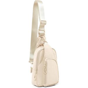 imageODODOS Daily Sling Bag with Adjustable Straps Crossbody Chest Bag Lightweight Small Backpack for Casual Traveling HikingIvory