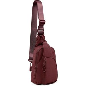 imageODODOS Daily Sling Bag with Adjustable Straps Crossbody Chest Bag Lightweight Small Backpack for Casual Traveling HikingWine