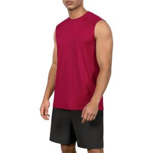 imageODODOS Mens Quick Dry Athletic Tank Tops UPF 50 Sun Protection SPF Workout Sleeveless Muscle ShirtsCrimson