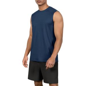 imageODODOS Mens Quick Dry Athletic Tank Tops UPF 50 Sun Protection SPF Workout Sleeveless Muscle ShirtsNavy