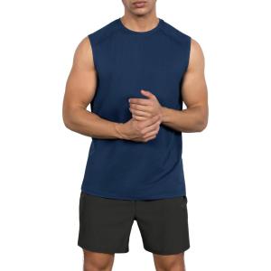 imageODODOS Mens Quick Dry Athletic Tank Tops UPF 50 Sun Protection SPF Workout Sleeveless Muscle ShirtsNavy Heather