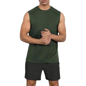 imageODODOS Mens Quick Dry Athletic Tank Tops UPF 50 Sun Protection SPF Workout Sleeveless Muscle ShirtsOlive Green Heather