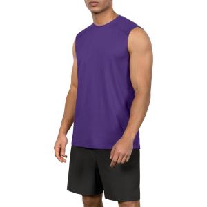 imageODODOS Mens Quick Dry Athletic Tank Tops UPF 50 Sun Protection SPF Workout Sleeveless Muscle ShirtsPurple