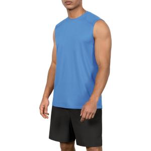 imageODODOS Mens Quick Dry Athletic Tank Tops UPF 50 Sun Protection SPF Workout Sleeveless Muscle ShirtsSky Blue