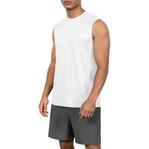 imageODODOS Mens Quick Dry Athletic Tank Tops UPF 50 Sun Protection SPF Workout Sleeveless Muscle ShirtsWhite