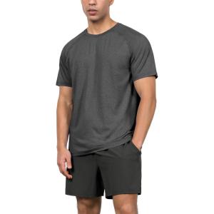 imageODODOS Mens Quick Dry Short Sleeve Shirts UPF 50 Sun Protection SPF Athletic Tops Workout TShirtsCharcoal Heather