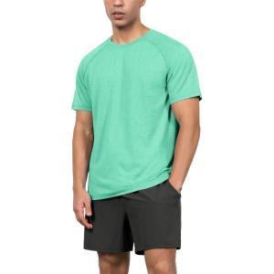imageODODOS Mens Quick Dry Short Sleeve Shirts UPF 50 Sun Protection SPF Athletic Tops Workout TShirtsJade Heather
