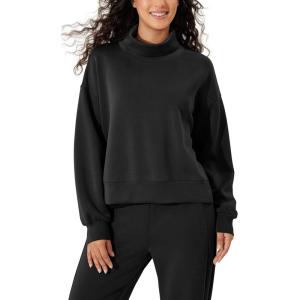 imageODODOS Modal Soft Split Hem Turtleneck Sweatshirts for Women Long Sleeve Casual Pullover TopBlack