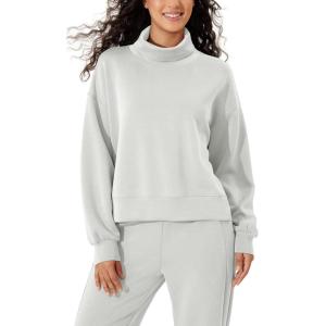imageODODOS Modal Soft Split Hem Turtleneck Sweatshirts for Women Long Sleeve Casual Pullover TopFrosted Mint