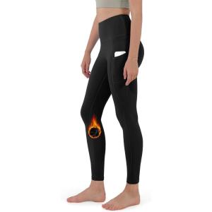imageODODOS ODTHERMAL Womens Fleece Lined Yoga Pants with Pockets  25quot  28quot High Waisted Warm Workout LeggingsBlack