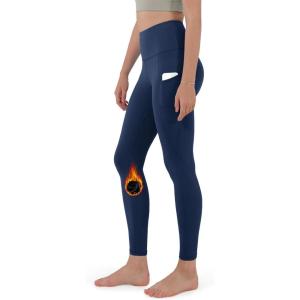 imageODODOS ODTHERMAL Womens Fleece Lined Yoga Pants with Pockets  25quot  28quot High Waisted Warm Workout LeggingsNavy