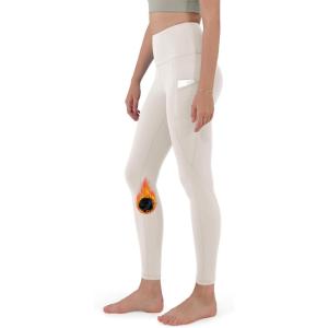 imageODODOS ODTHERMAL Womens Fleece Lined Yoga Pants with Pockets  25quot  28quot High Waisted Warm Workout LeggingsOat Milk