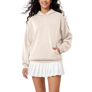 imageODODOS Womens Modal Soft Oversized Hoodies Long Sleeve Hooded Sweatshirts Pullover Top with Kangaroo PocketIvory