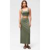 imageODODOS Modal Soft Maxi Skirt for Women Back Slit High Waist Casual Long Pencil SkirtsDark Sage