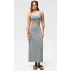 imageODODOS Modal Soft Maxi Skirt for Women Back Slit High Waist Casual Long Pencil SkirtsGrey Blue