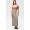 imageODODOS Modal Soft Maxi Skirt for Women Back Slit High Waist Casual Long Pencil SkirtsKhaki