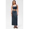 imageODODOS Modal Soft Maxi Skirt for Women Back Slit High Waist Casual Long Pencil SkirtsNavy