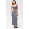 imageODODOS Modal Soft Maxi Skirt for Women Back Slit High Waist Casual Long Pencil SkirtsPurple Gray
