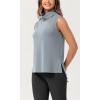 imageODODOS Modal Soft Mock Neck Tank Tops for Women Sleeveless Sweater Vest Casual Turtleneck Pullover TopGrey Blue