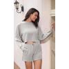 imageODODOS Modal Soft Relaxed Shorts for Women Adjustable Shockcord High Waist Casual Shorts with PocketsLight Gray