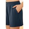imageODODOS Modal Soft Relaxed Shorts for Women Adjustable Shockcord High Waist Casual Shorts with PocketsNavy