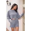 imageODODOS Modal Soft Relaxed Shorts for Women Adjustable Shockcord High Waist Casual Shorts with PocketsPurple Gray