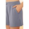 imageODODOS Modal Soft Relaxed Shorts for Women Adjustable Shockcord High Waist Casual Shorts with PocketsPurple Gray